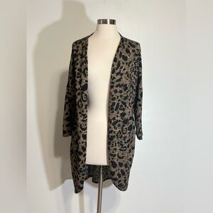Let Them Eat Cake Leopard-Print Open Cardigan Sweater - Black & Tan